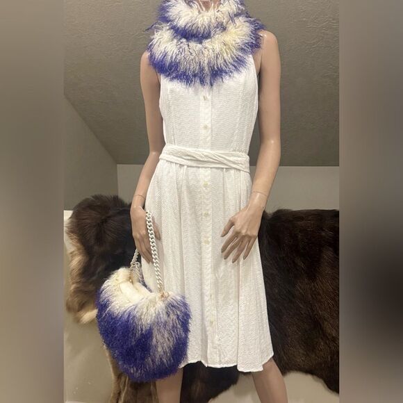 Genuine Mongolian Lamb Fur Handmade Half Moon Hobo Bag/Shoulder Bag/Crossbody - Picture 11 of 17